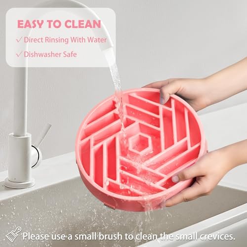 Slow Feeder Dog Bowls Large Medium Breed (Pink)