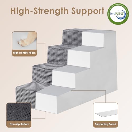 Dog Stairs for Bed 20" H (Grey / Extra Wide 16.5" x 28" x 20")