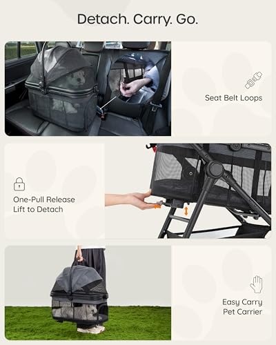 3 in 1 Pet Carrier Stroller for Small (Urban Gray)