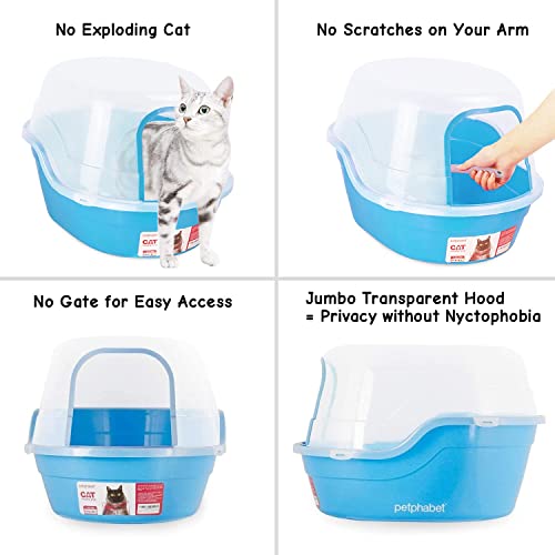 Jumbo Hooded Cat Litter Box (Blue)