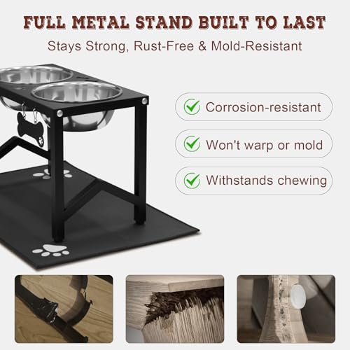 Elevated Dog Bowls (Black-58oz x 2 / Height: 11.8")