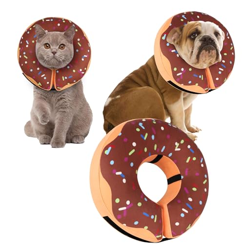 Recovery Donut Collar for Dogs & Cat (Brown / M（neck 8"-11"）)
