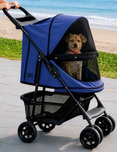 No Zip Happy Trails Pet Stroller for Cats (Caribbean Blue)