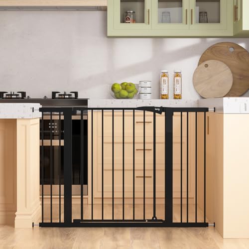 29.7" 46" Baby Gate for Stairs (Black / 29.7-46"Wide,30"Tall)