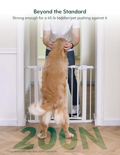 36 in Tall Baby Gate for Stairs No Drilling (White / 36"Tall 29"-48" Wide)