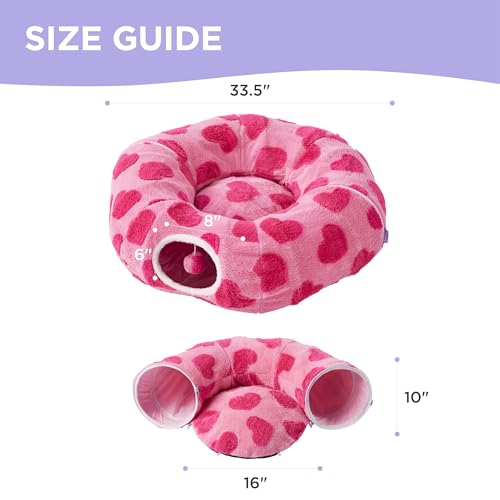 Lesure Donut Cute Jacquard Cat Tunnel Bed Kitten Toys for Puppy Bunny (Standard (33.5"L x 33.5"W x 10"H) / A Lover Hearts)