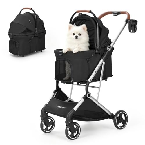 T3 Pro Pet Stroller for Small Dog & Cats up to 44 lbs (Black / T3 Pro)