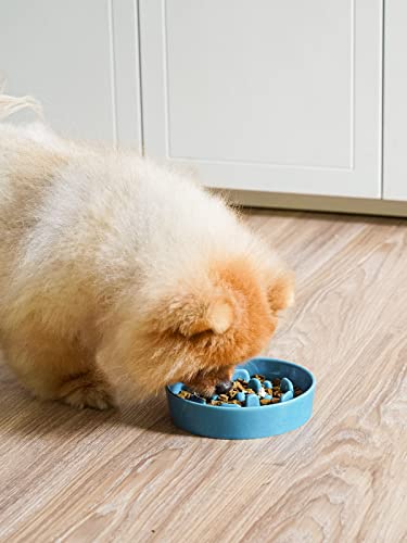 Ceramic Slow Feeder Dog Bowls Small Breed (Vortex Blue / S-0.6 Cups)