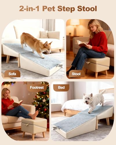 Dog Ramp for Couch Sofa&Low Bed (Grey / 13.5" H)