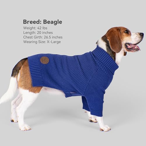 Dog Sweater Long Sleeve Warm Knit Sweaters for Medium Dogs Boy Girl (Blue / X-Large)