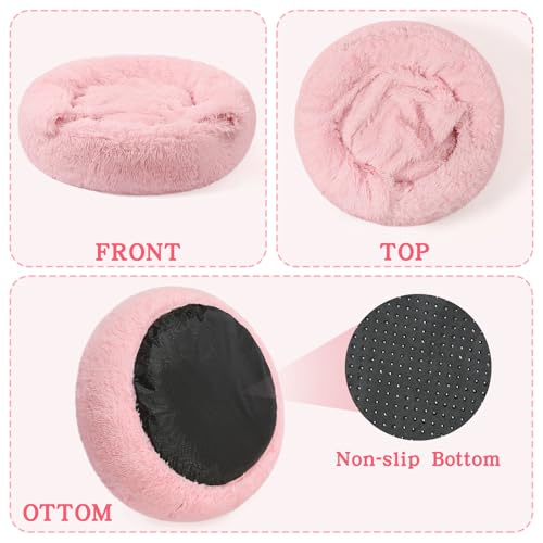 Calming Donut Dog Bed (Pink / Small 19.7''x19.7''x7'')
