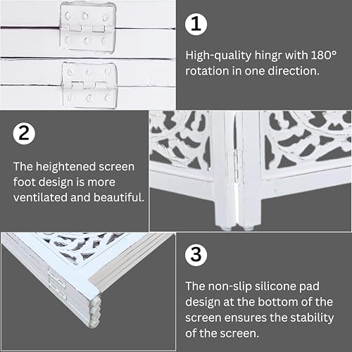 Lightnpro 4 Panel Wooden Dog Gate with Stopper (Antique White Stars / 24x72 - Zeno)