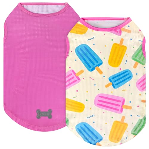 2Pack Dog Shirts for Small Dogs Breathable Mesh Tank Top (Small (4-7lbs) / 6# 2Pack (Ice Pop+Pink))