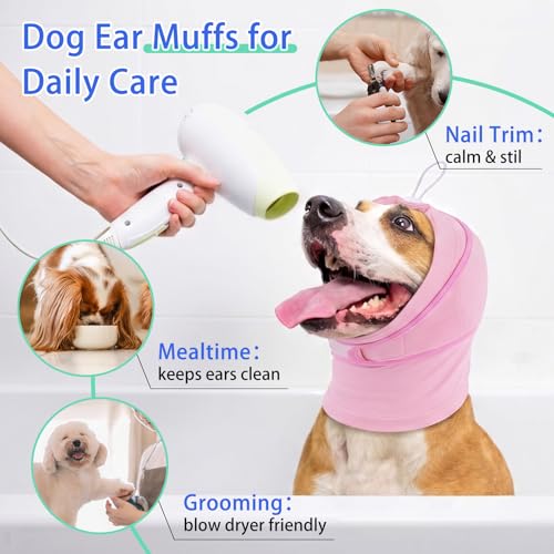 XL Ear Muffs for Dogs Noise (Pink / X-Large (17.7"/45cm Neck Girth))