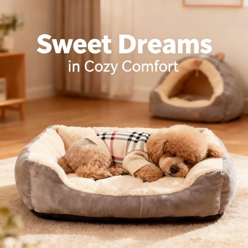 Small Medium Dog Sweater (Grid Apricot / Small)