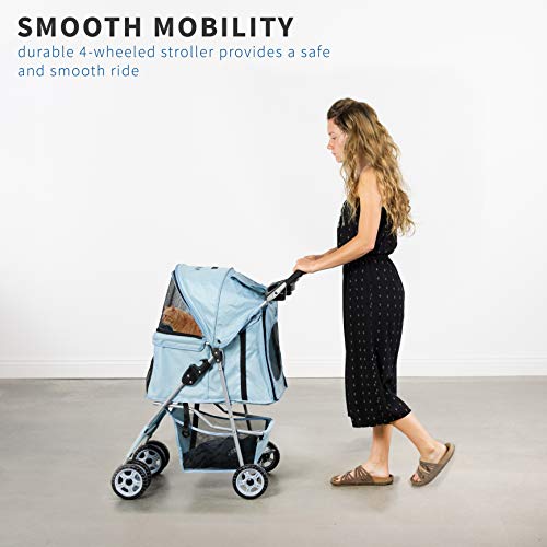 Four Wheel Pet Stroller (Blue)