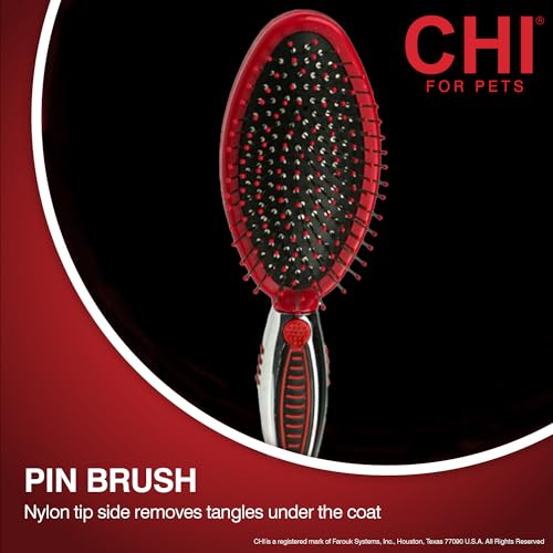 for Dogs Double (Red - Double Sided Bristle & Pin Brush / 1 Count (Pack of 1))