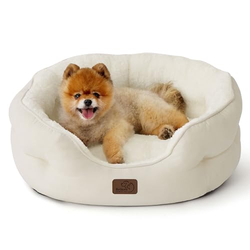 Small Dog Bed Washable (25"L x 21"W x 8"Th / Ivory)