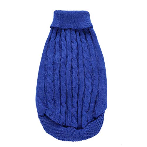Dog Sweater Soft Warm Turtleneck Knitted Clothes for Small Medium Large Pet (Dark Blue / XXX-Large)