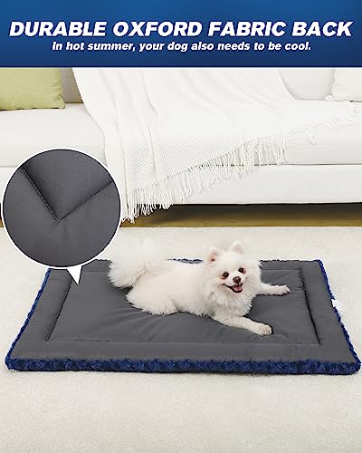Washable Dog Bed Mat Medium Size Fluffy Pet Crate Pad 36x23 (Blue / 36.00" x 23.00" x 1.50")
