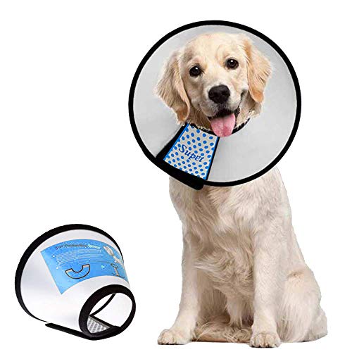 Dog Cone Collar Adjustable After Surgery (White / M(Neck: 11.5~14.5"))