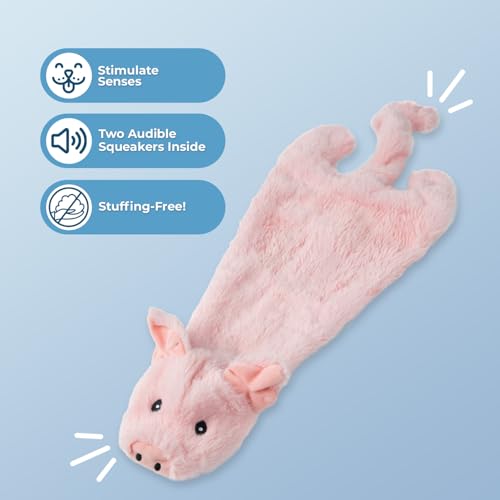 2-in-1 Stuffless Squeaky Dog Toy - Pig, Small (Pig / Small)