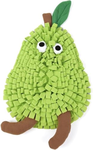Ferret Cats Snuffle Mat Fleece Foraging Mats Interactive Feeding Toy Small Animal Rabbit Guinea Pig Rat Hamster Anti Slip Treat Dispenser Slow Feeder (Pear)