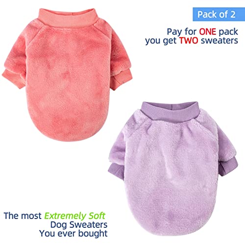 Small Dog Sweater (Pink,Light purple / Large)