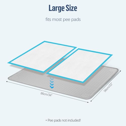 Pee Pad Holder for Dogs 34''x22'' Silicone Puppy Pee Pad Tray (Light Grey)