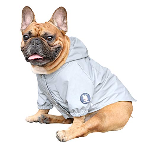Dog Cold Weather Coats Reflective Safety Jackets Water Resistant Raincoats All Made Up of High Reflection Fabric Keep Dogs Visible for French English Bulldog Bully Pitbull (Silver / Small ( 5 - 15 lbs ))