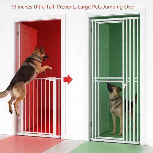 78.74" Extra Tall Cat Gate for Doorway (White / 74)