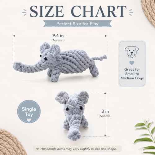 Dog Rope Toy Puppy Teething Chew Toy (Grey Elephant)