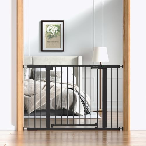 31 46" Baby Gate for Stairs (Black / 31-46"W, 30"H)