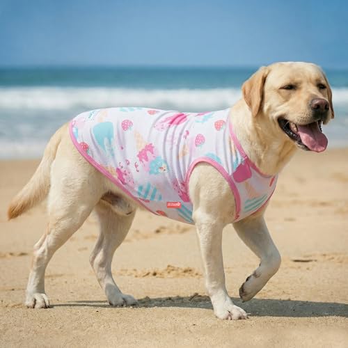 2Pack Dog Shirt for Large Dogs Soft Breathable T (XXX-Large (55-75lbs) / 3# Sailing Boat+Ice Cream)