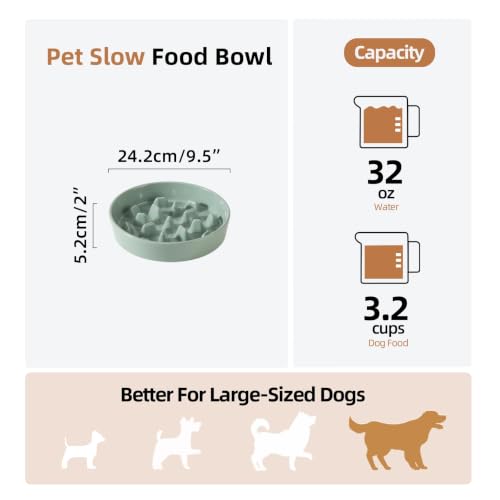 Ceramic Slow Feeder Dog Bowls (Light Green)