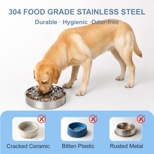 Stainless Steel Slow Feeder Dog Bowl