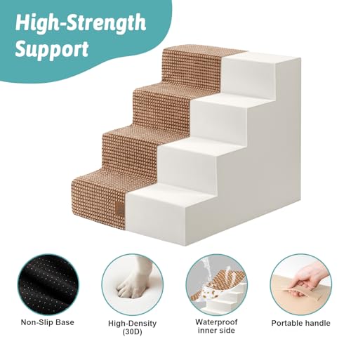 Dog Stairs for Small Dogs (Light Brown / 17.7x23.6x17.7 inch)
