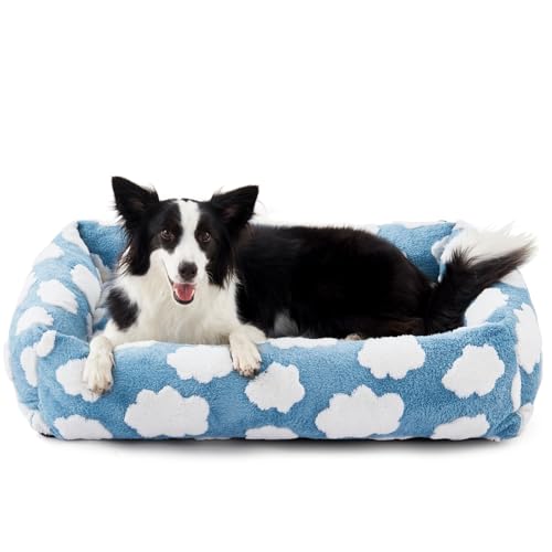 Cute Dog Bed Medium Size Dog (Cozy Clouds Blue / M (30"x24"x8"))