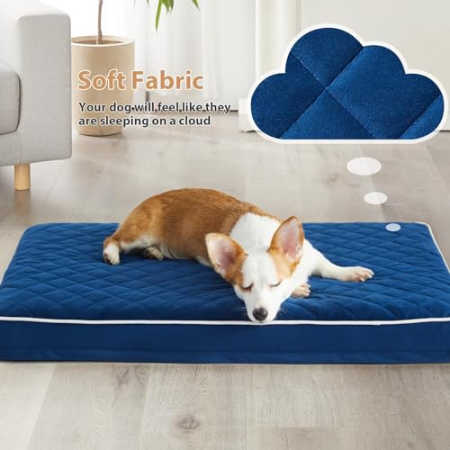 Orthopedic XXL Dog Beds for Large Senior Dog Bed Comfy Sleeping (Blue / 55"L x 42"W x 4"Th)