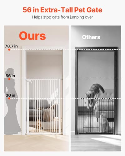 Extra Tall Pet Gate for Cats (White / 29-41" Wide x 56" Tall)