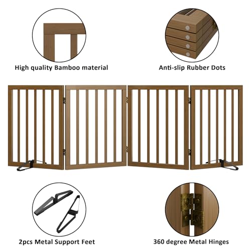 Dog Gate for Stairs (Black Walnut / 4 Panel - 74 inches Wide)