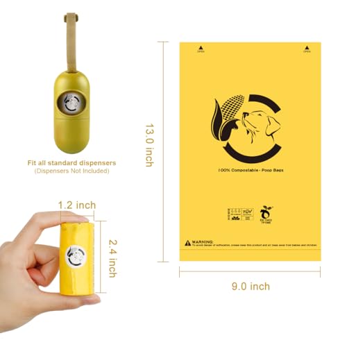 Certified Compostable Dog Poop Bags (Maize Yellow / 270 Count (Pack of 1))