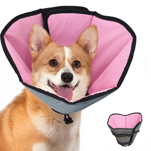 Soft Dog Cone Collar After Surgery (Pink / L(Neck:12.7"-17.4"/Depth:10.2"))