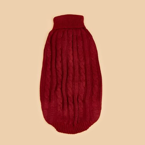 Dog Sweater Soft Warm Turtleneck Knitted Clothes for Small Medium Large Pet (Rust Red / Small)