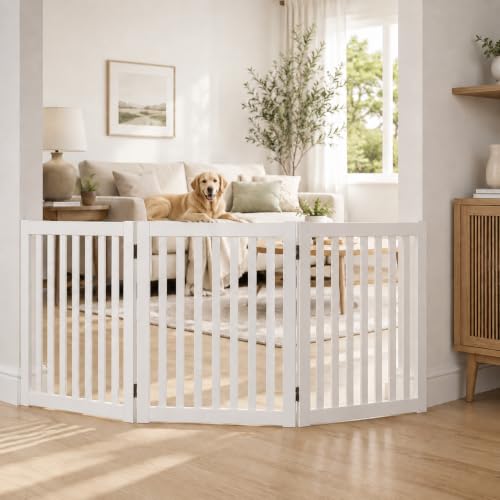 24" Freestanding Dog Gate (White / 3 Panel 60" Wide)