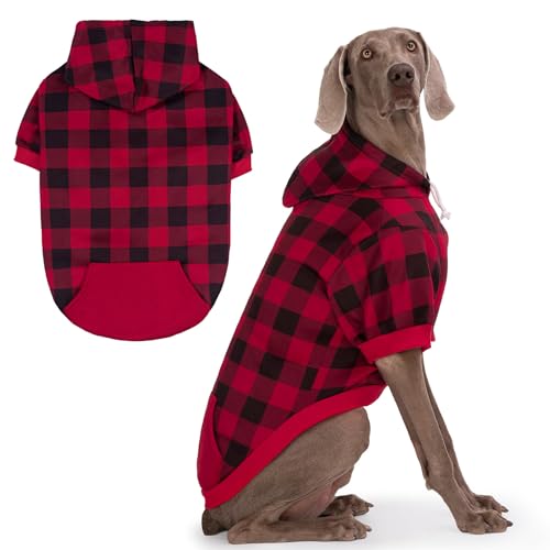 Plaid Dog Hoodie (Large / Buffalo Check)