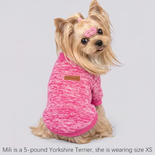 3 Pack Dog Sweaters for Small Dogs Girl Boy Winter Fleece Clothes Warm Soft Dog Sweatshirt Outfit for Dogs Cats Pet Apparel (Rose+Light Blue+Purple / M (Back: 13.7", Chest: 17.7", 10-14 lbs))