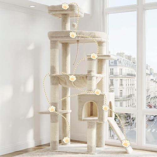 64.2" Heavy Duty Cat Tree for Large Cats with Wide Base HCT027M (64.2 inch / Beige)