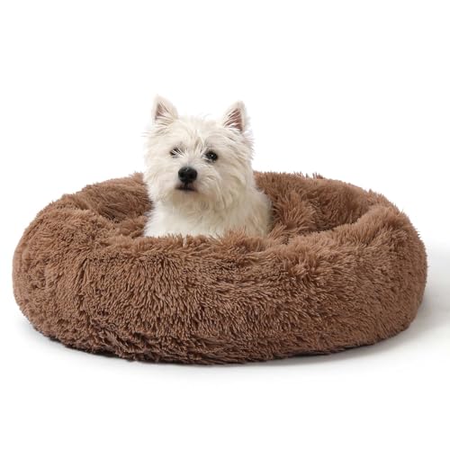 Calming Donut Dog Bed (Khaki / Small 19.7''x19.7''x7'')
