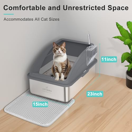 Stainless Steel Litter Box (Dark Grey / X-Large)